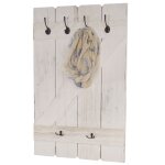 Tablette murale, porte - tasse hwc - d13, �tag�re / vestiaire / planche � 6 crochets blanc shabby