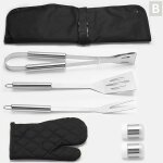 Tablier de barbecue en acier inoxydable explosif, outil de barbecue, ensemble de 7 pices, fourchette ...