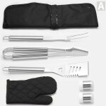 Tablier de barbecue en acier inoxydable explosif, outils de barbecue, ensemble de 7 pieces, fourchette ... Tablier de barbecue en acier inoxydable explosif, outils de barbecue, ensemble de 7 pieces, fourchette ...