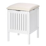Tabouret - panier � linge - oslo - vernis blanc wenko