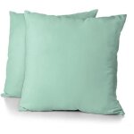 Taies d�oreiller carr�es lot de 2 home linge passion microfibre 82 g vert d�eau 63 x 63 cm