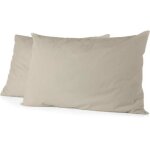 Taies d�oreiller home linge passion lot de 2 microfibre 50 x 70 cm beige ivoire hp72085