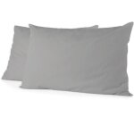 Taie d�oreiller microfibre home linge passion lot de 2 gris clair 50 x 70 cm sans repassage