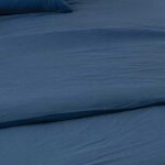 Taie d'oreiller en coton lav� bleu p�trole 50x70 cm