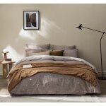 Taie d'oreiller en percale de coton beige 65 x 65 cm