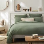Taie d'oreiller unie en flanelle de coton vert lichen 50x75
