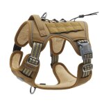 Taille l, brun vert , harnais de chien anti traction, harnais tactique chien respirant r�glable facile ...