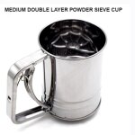 Tamis a farine en acier inoxydable, avec tasse, ustensile de cuisine pour les gâteaux, pâtisserie en ... Tamis a farine en acier inoxydable, avec tasse, ustensile de cuisine pour les gâteaux, pâtisserie en ...