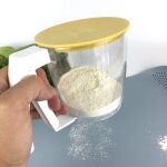 Tamis a farine en plastique pp, pratique, pour la cuisine, tasse a tamis, presse a une main