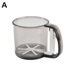 Tamis a farine portable, tasse en plastique, tasse de cuisson, outils de tamis a farine fine, tamis a ...