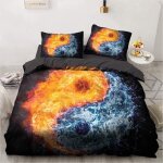 Taoism housse de couette d motif feu de glace et feu de glace noir / blanc x cm