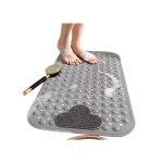 Tapis de douche antid�rapant 70x40 cm gris avec ventouses et zone de massage - tpe r�sistant moisissure ...