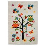 Tapis enfant jifu 100x150cm chouettes �cru