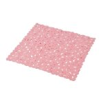 Tapis fond de douche - vitamine - galet - rose poudre - 52 x 52 cm - pvc