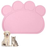 Tapis de gamelle antid�rapant et imperm�able pour chat (rose)