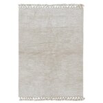 Tapis en laine beige et blanc avec finition pompons - 80 x 140 cm