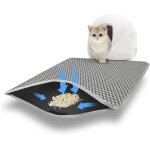 Tapis litiere chat, 60x45cm double couche non - slip tapis de liti�re pour chat conception a grands trous, ...