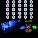 Tapis rond de tasse a flash, autocollant lumineux pour bouteille de vin et de liqueur, dessous de verre ...