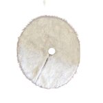 Tapis de sapin de no�l en fausse fourrure blanche, jupe d'ornementation pour arbre, d�coration d'int�rieur ...