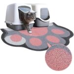 Tapis sous la liti�re pour chat antid�rapant imperm�able pvc gris rose 90 x 60 cm, grille capture liti�re, ...