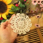 Tapis de table rond en coton, 1 pièce, en dentelle, en tissu, crochet, napperon, tasse de thé, dessous ... Tapis de table rond en coton, 1 pièce, en dentelle, en tissu, crochet, napperon, tasse de thé, dessous ...