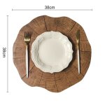 Tapis de table rond en pvc, napperon d�coratif, imitation de grain de bois, isolation, dessous de verre ...