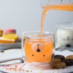 Tasse anti - br�lure en verre a double paroi, tasse a caf� 3d ours chat animal, cadeau de no�l, joli ...