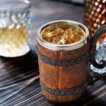 Tasse a bi�re en r�sine, imitation baril en bois brut, en acier inoxydable, gobelet de jeu, tankard, ...
