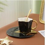 Tasse en céramique créative etoile lune, tasse a café et soucoupe avec cuillère, tasse a poignée dorée, ... Tasse en céramique créative etoile lune, tasse a café et soucoupe avec cuillère, tasse a poignée dorée, ...