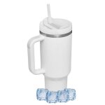 Tasse a caf� en acier inoxydable avec poign�e, isol�e avec paille veds, tasse a glace portable pour l'ext�rieu ...