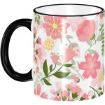 Tasse  caf en cramique blanche, motif floral, fleur de printemps, tasse  caf, rsistante  ...