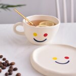 Tasse a caf en cramique avec dessous de verre, tasse a boisson chaude et froide, grande tasse pour ...