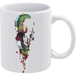Tasse a caf en cramique avec tte de mort blanche, grande capacit, facile a nettoyer, adapte a un ...