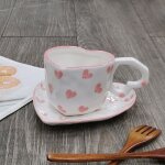 Tasse a caf crative en forme de cur, mignonne, en cramique, lait, standard, porcelaine, cadeau d'annivers ...