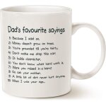 Tasse a caf avec dictons prfrs des papas amusants, cadeaux de nol, dadismes ecrits dans une liste ...