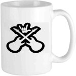 Tasse a caf� dr�le de conception d'instrument monochrome abstrait de signe de roche de guitares de style ...