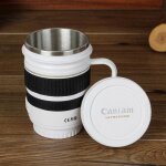 Tasse a caf avec objectif en acier inoxydable, appareil photo de 220ml, blanc, noir, bouteille d'eau, ...