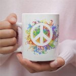 Tasse a caf� peace and love, tasse en c�ramique pour le bureau et la maison, th� au lait, anniversaire ...
