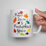 Tasse a caf� peace love et epices de citrouille, tasse en c�ramique pour le bureau et la maison, th� ...