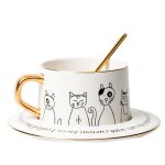 Tasse a café et soucoupe en céramique chat noir et blanc, style nordique simple, mignon, tasse de dessin ... Tasse a café et soucoupe en céramique chat noir et blanc, style nordique simple, mignon, tasse de dessin ...