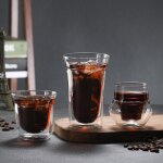 Tasses a caf en verre borosilicat transparent a double paroi, tasses durables, verres pour th, caf, ...