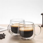 Tasses a caf� en verre a double paroi, gobelets a th� transparents isol�s avec poign�e, parfaits pour ...