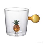 Tasse a caf� en verre avec fruits cappuccino a haute teneur en borosilicate cadeau de no�l avec poign�e ...