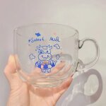 Tasse a caf en verre transparent avec poigne pour la maison, tasse a lait, bol de petit - djeuner, ...