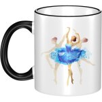 Tasse a cafe ballerine bleue, tasses a cafe reutilisables, en ceramique, tasse a the durable avec poignee, ...
