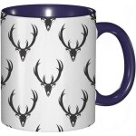 Tasse a cafe bois de cerf monochrome avec corne personnages de la vie rustique a la campagne impression ...