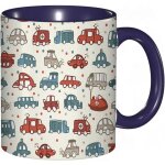 Tasse a cafe cars cheerful boy play things dans le style doodle avec de nombreux vehicules differents ...