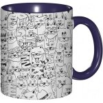 Tasse a cafe chats psychedeliques avec costumes noeuds papillon humour kitty animal croquis enfantin. ...