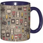 Tasse a cafe cinema style retro cameras billets pop - corn et clap cinema colore. impression jaune taupe ...