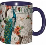 Tasse a cafe coloree plume de paon pecher anglais vintage fond imprime, tasse coloree pour bureau maison ...